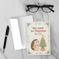 Christmas pet greeting card displayed with envelope