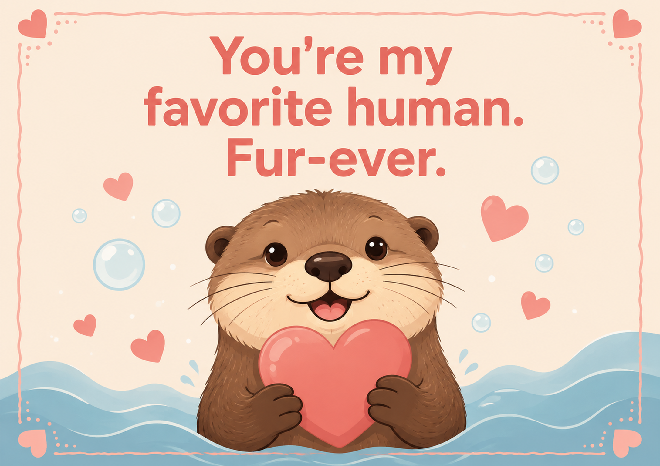 Valentine’s Day Pet Card – “You’re My Favorite Human. Fur-ever.” | 5×7 Folded Pet Greeting Card